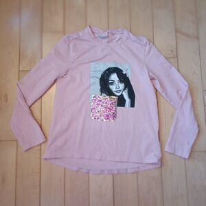 Cocodrillo pink t-shirt with reversible sequins size 10